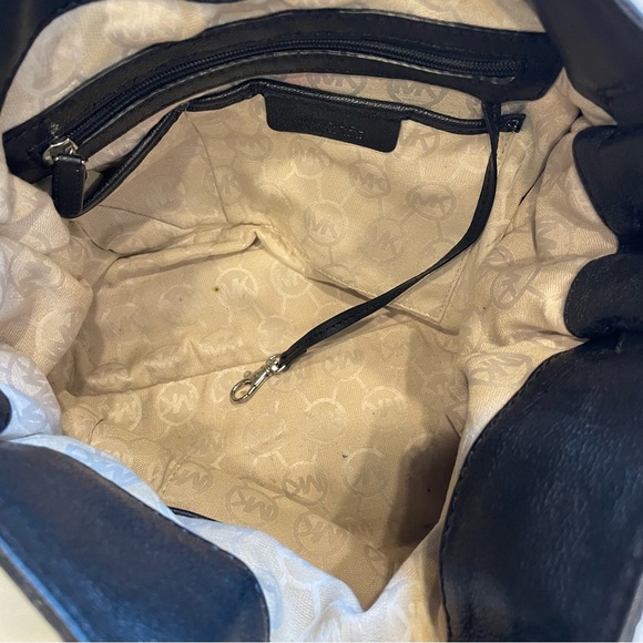 Michael Kors Hamilton Leather Satchel Black With Silver Lock & Chain Large - Picture 14 of 16